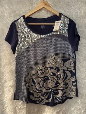 NWT Chicos Sequins Blouse Size Medium
